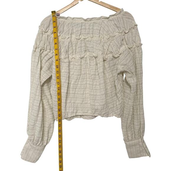 Free People Hailey Cropped Blouse in Ivory (M) - Picture 9 of 16